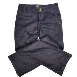 Found Denim Womens Madeleine Wide Leg Boot Cut Dark Wash Denim Jeans 32x33